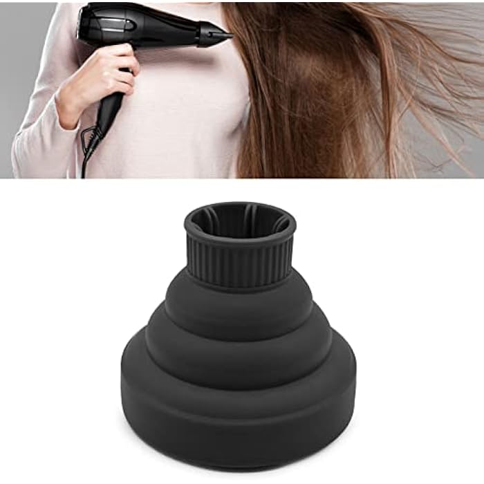 Sonew Hair Dryer Diffuser Universal Collapsible Silicone Hair Dryer Diffuser Portable Travel Folding Hair Blow Dryer Diffuser(Black) - Image 3